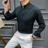 2024春装新款定制面料泡泡纱新中式立领暗扣个性衬衫CS651-P88，男装衬衫，星座197