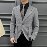 2025春装网红经典复古格子西装千鸟格小西服男士外套DX2209-P138，男装西服套装，星座197