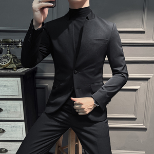 春装中式立领西装高级感男中山装 二件套西服套装LJT2306-P210图片