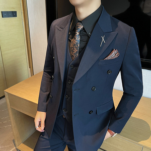 2025高品质大码西装男套装双排扣新郎结婚礼服正品SJT2404-P210