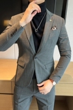 一粒扣西装男套装男士修身条纹西服正装新郎结婚礼服LJT6668-P205，男装西服套装，星座197