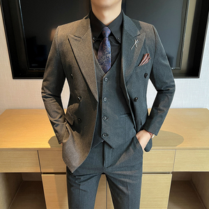 新款 高品质 大码西装男套装双排扣新郎结婚礼服正品SJT2404-P210图片