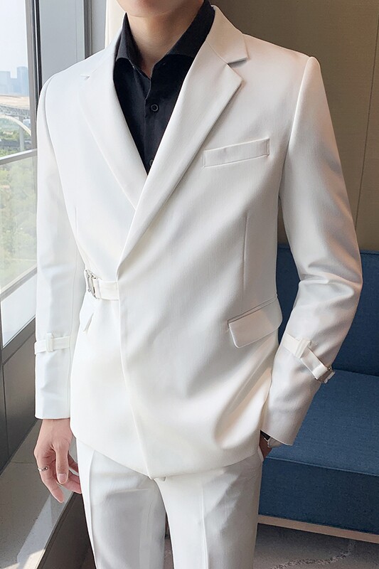 2025秋装金属卡扣西装男套装经典西服痞帅二件套潮LJT2210-P240,男装西服,星座197