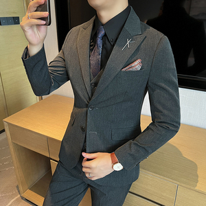 新款 高品质 枪驳领大码男装结婚套装套装三件套正品SJT2403-P210图片