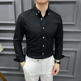 2024春装新款定制面料高品质细条纹衬衫男士扣领衬衣CS027-P88，男装衬衫，星座197