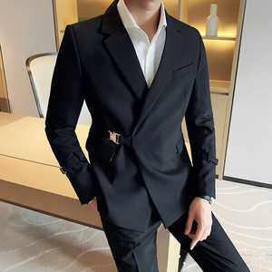 2025秋装金属卡扣西装男套装经典西服痞帅二件套潮LJT2210-P240