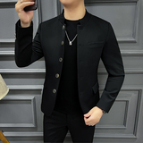 2024春装新款西装外套男立领男士黑T休闲小西服上衣DX2307-P155，男装西服，星座197