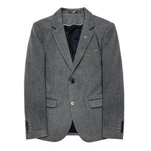 高品质新款毛呢加厚保暖西装男套装暗条纹二粒扣西服LJT6692-P230图片