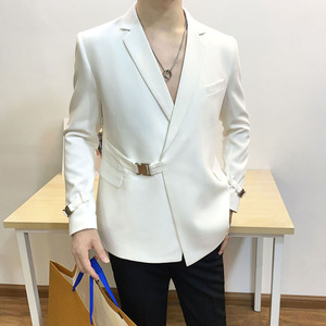 2024秋冬金属卡扣经典复古西装斜口小西服男网红外套DX2210-P160图片