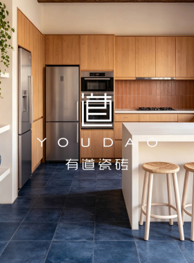中古包豪斯厨房卫生间阳台地砖蓝色300*300瓷砖餐饮咖啡厅防滑砖