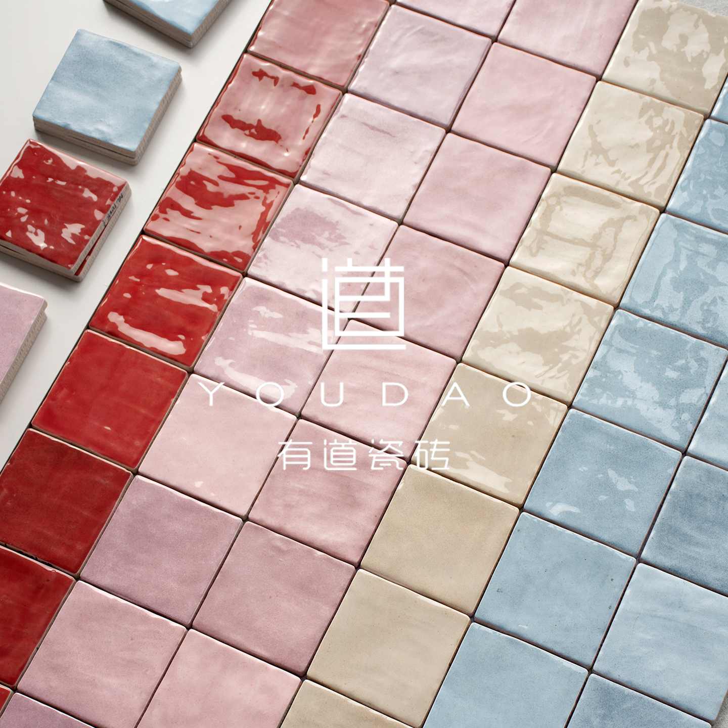 渐变彩色手工砖韩式店铺餐厅墙砖