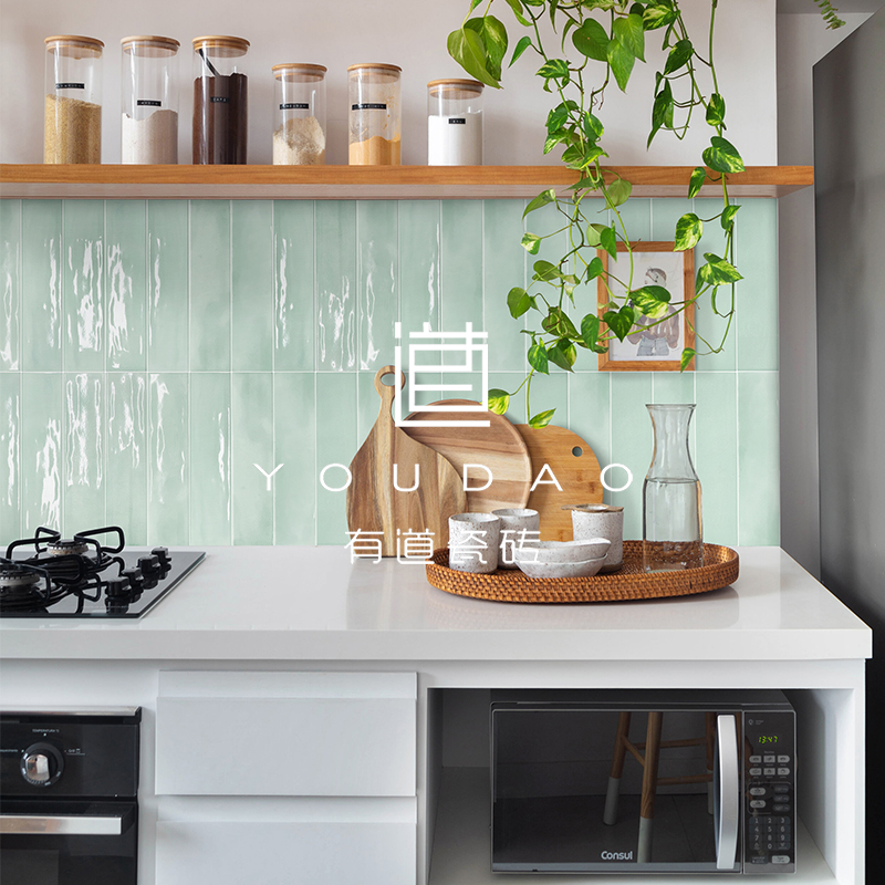 有道 清新彩色手工砖渐变亮面瓷砖厨房卫生间浴室墙砖吧台背景砖