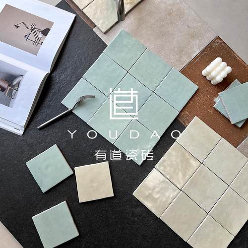 有道粉色哑光小方砖厨房卫生间