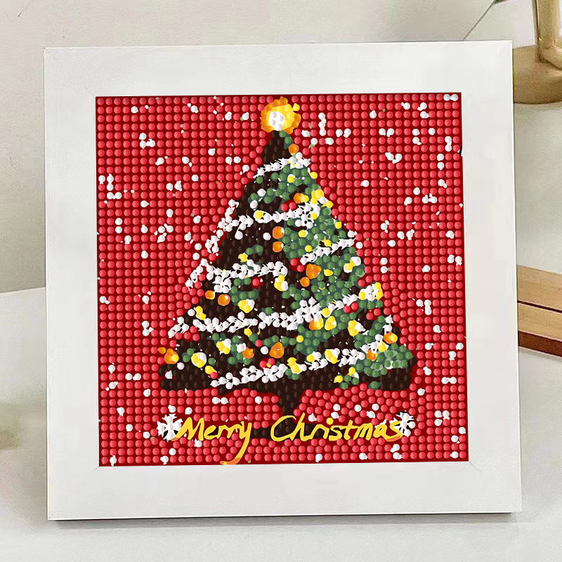 圣诞树儿童手工diy钻石贴画带框小朋友节日记念礼物桌面画小摆件,家居饰品,氛围画/灯画,淘宝优惠券,粉丝福利购,淘宝优惠卷