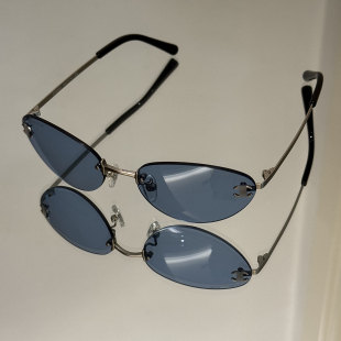 欧美中古vintage猫眼墨镜超轻无框时髦太阳眼镜个性 复古防紫外线