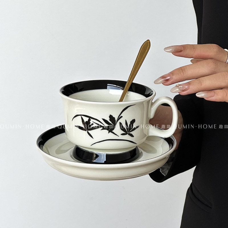 趣皿ins风陶瓷杯复古咖啡杯碟套装精致高档伴手礼下午茶拿铁杯子,餐饮具,咖啡杯,淘宝优惠券,粉丝福利购,淘宝优惠卷