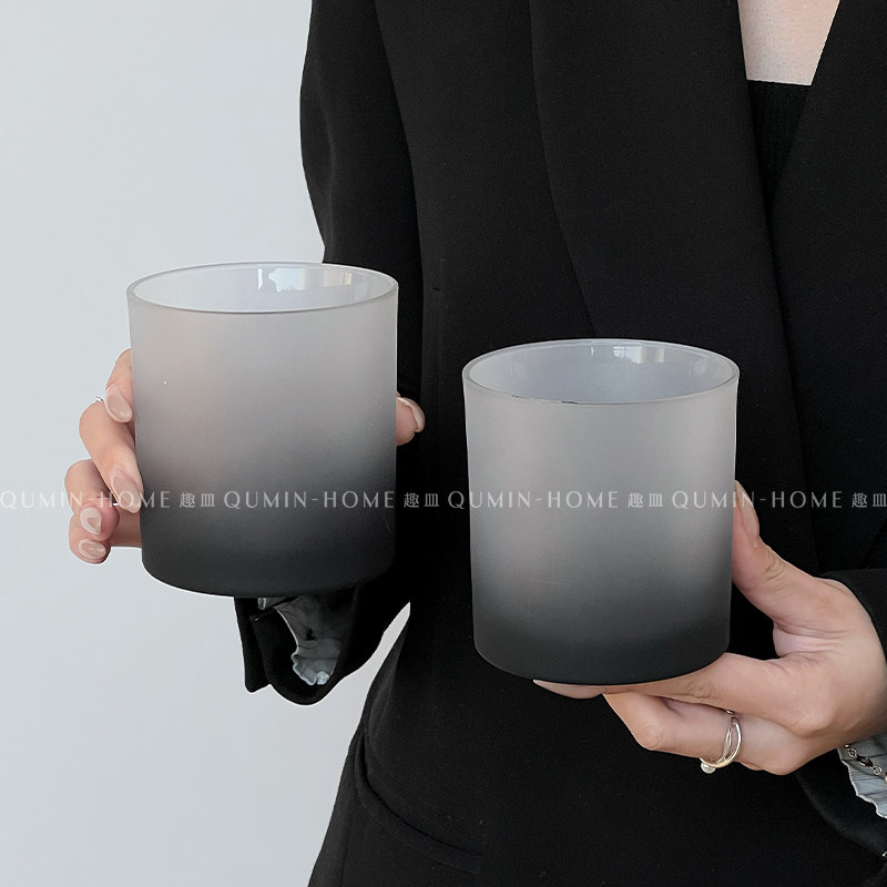 趣皿 创意人参杯磨砂灰高颜值玻璃杯小众个性设计啤酒杯喝水杯子