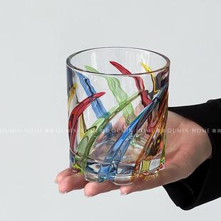 趣皿创意威士忌杯彩绘洋酒杯水晶玻璃杯高档家用酒杯烈酒冷饮杯子