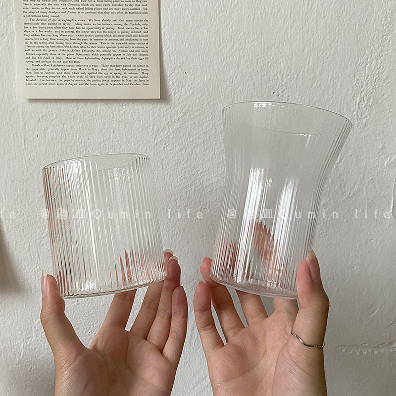 趣皿ins风玻璃博主同款条纹杯