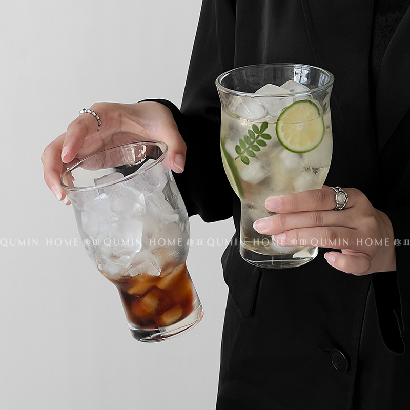 浮雕拿铁复古ins风果汁玻璃杯
