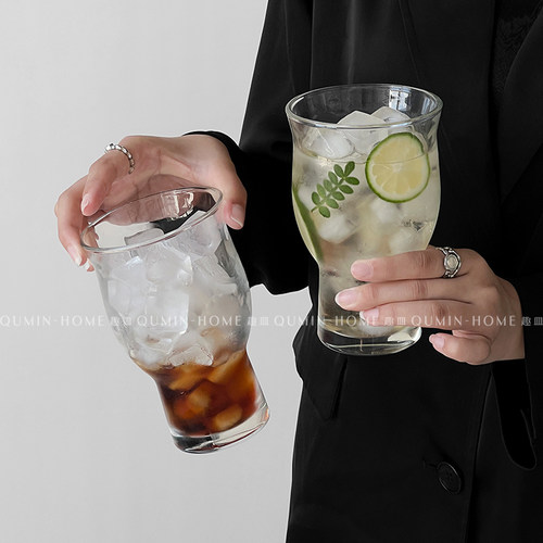 浮雕拿铁复古ins风果汁玻璃杯