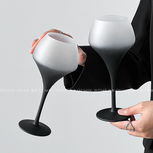 趣皿法式 磨砂渐变灰高脚杯家用玻璃杯高级感红酒杯轻奢葡萄酒杯子