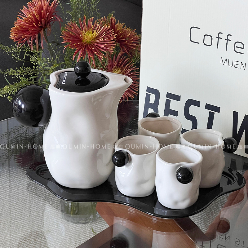 趣皿中古风陶瓷水杯套装家用客厅待客水壶茶杯具套装乔迁新居礼物