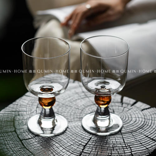 趣皿ins风复古香槟杯中古玻璃高脚杯家用红酒杯葡萄酒杯鸡尾酒杯
