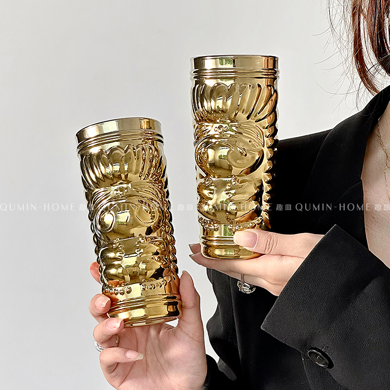 提基杯鸡尾酒杯狮子脸电镀杯