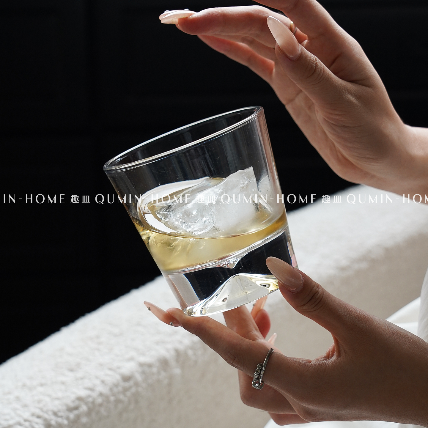 趣皿创意富士山杯小众透明玻璃杯家用微醺威士忌杯洋酒杯喝水杯子