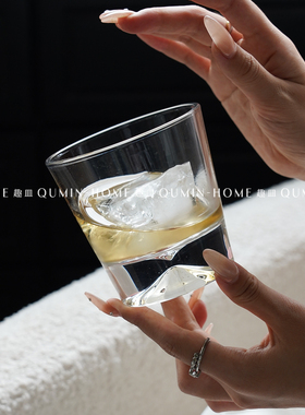 趣皿创意富士山杯小众透明玻璃杯家用微醺威士忌杯洋酒杯喝水杯子