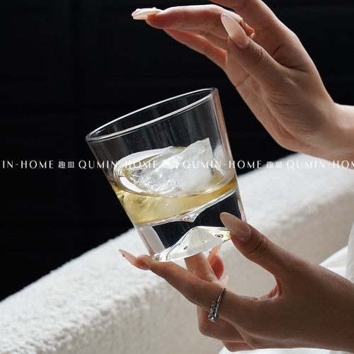 趣皿创意富士山杯小众透明玻璃杯家用微醺威士忌杯洋酒杯喝水杯子