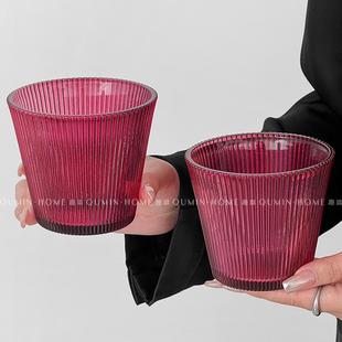 趣皿复古条纹玻璃杯家用客厅办公室喝水杯高档冷饮杯果汁杯咖啡杯
