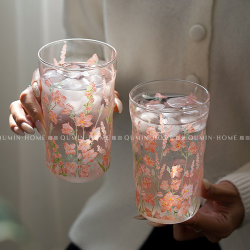 趣皿ins风高颜值玻璃杯高级感水杯茶杯轻奢果汁杯冷饮杯咖啡杯子