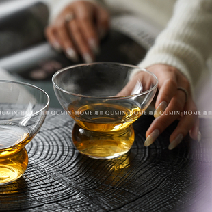 趣皿ins风宽口杯透明玻璃杯子家用茶杯咖啡杯冷饮杯果汁杯纯饮杯
