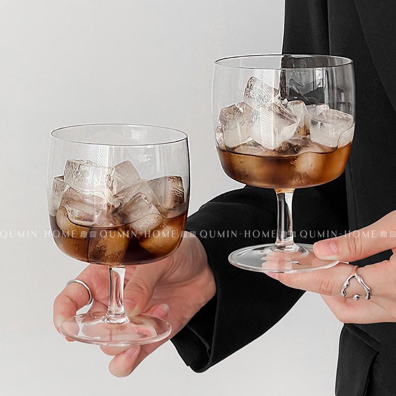 趣皿ins风高颜值胖墩矮脚杯创意咖啡杯个性冷饮杯果汁杯玻璃杯子