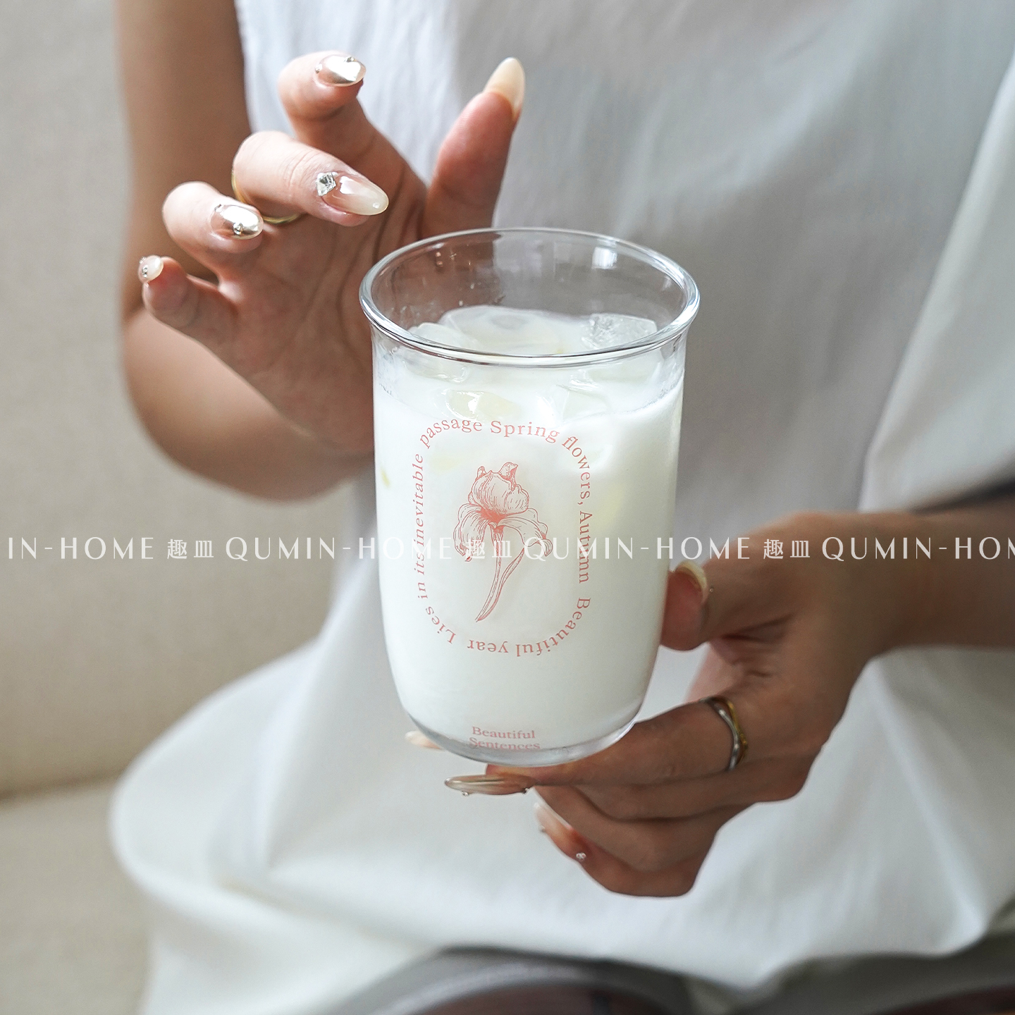 趣皿ins网红玻璃杯大容量透明喝水杯子办公室牛奶杯果汁杯冷饮杯