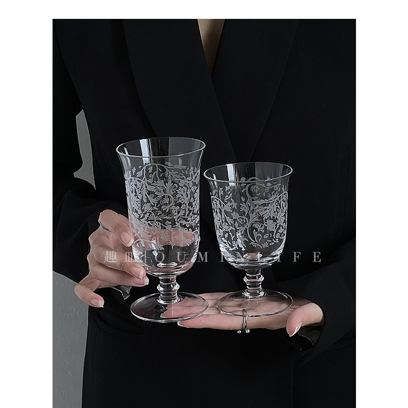 Qnmin 云鬓发如雪 微雨诉衷肠 繁花玻璃杯甜酒葡萄啤酒饮品香槟杯,餐饮具,甜酒/香槟杯,淘宝优惠券,粉丝福利购,淘宝优惠卷