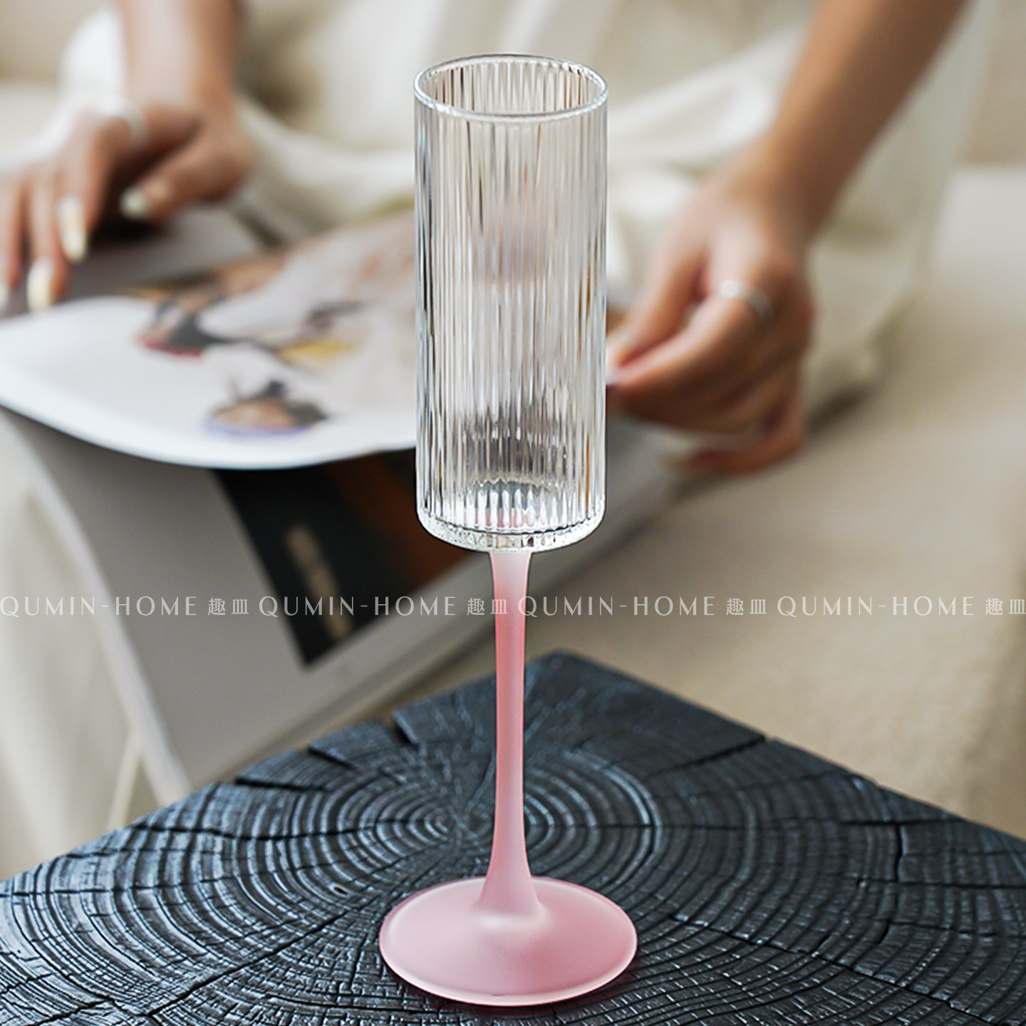 趣皿欧式粉杆香槟杯家用轻奢高级感高脚杯创意玻璃红酒杯气泡酒杯,餐饮具,甜酒/香槟杯,淘宝优惠券,粉丝福利购,淘宝优惠卷