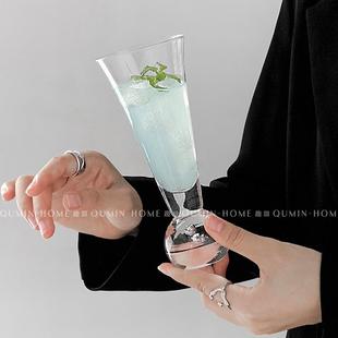 趣皿ins风高颜值圆球香槟杯家用创意玻璃杯子冷饮杯个性 鸡尾酒杯