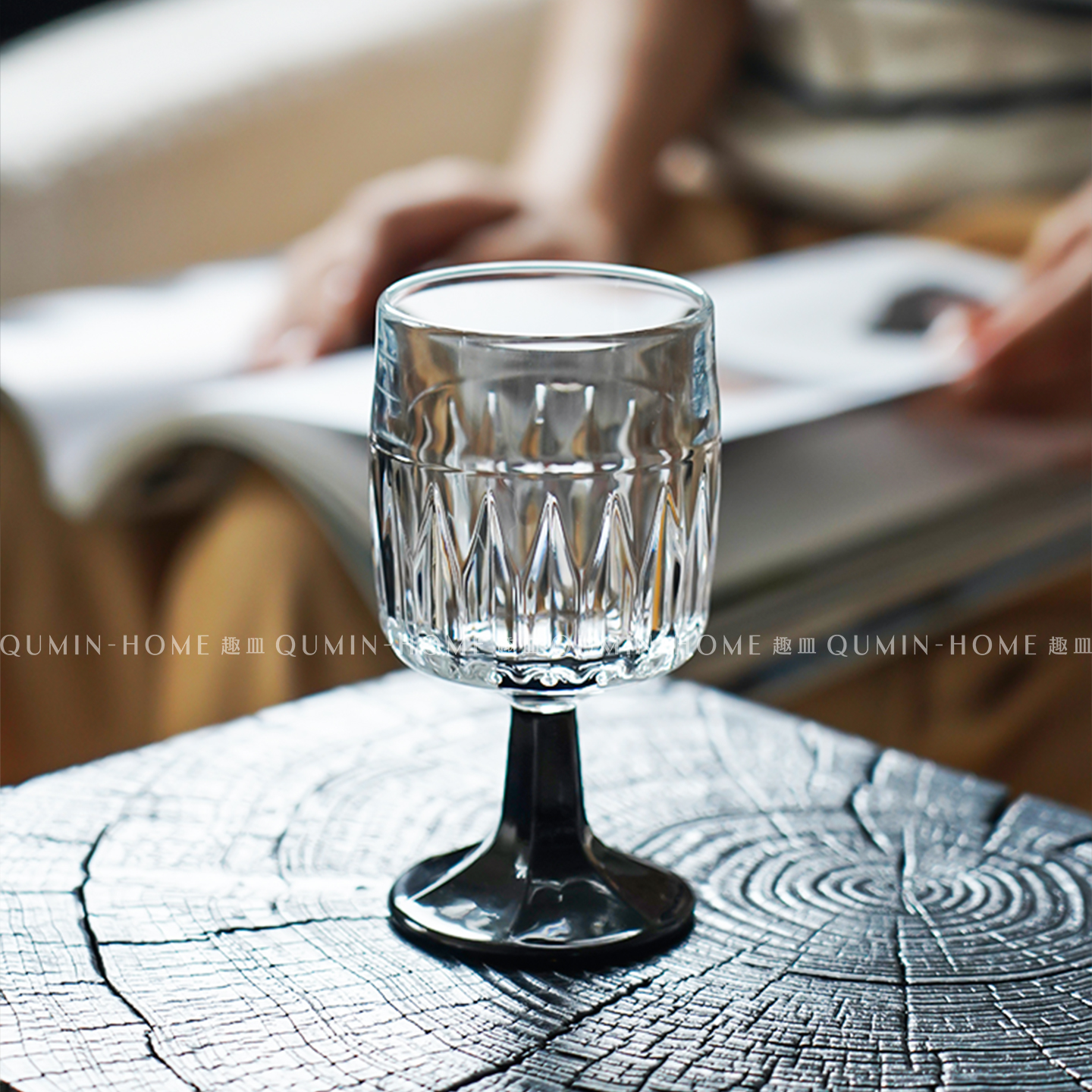 趣皿ins风高脚玻璃杯高颜值鸡尾酒杯微醺香槟杯设计感苏打水杯子