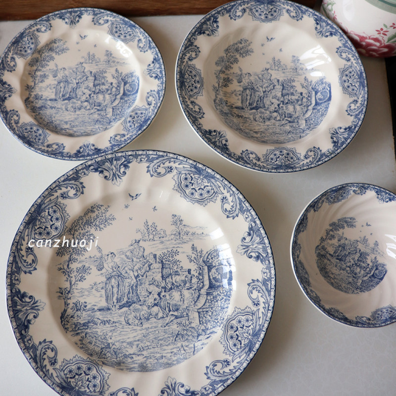 外贸美瓷悠闲的牧笛夫妇西式餐具套装盘碗杯碟组合早餐盘家用深盘,餐饮具,盘,淘宝优惠券,粉丝福利购,淘宝优惠卷