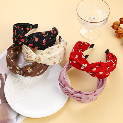 新款交叉花朵发饰发箍