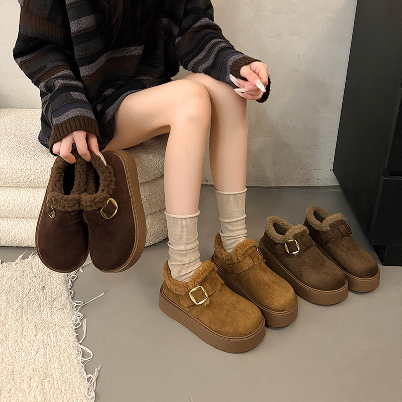 厚底加绒勃肯鞋女2025新款冬