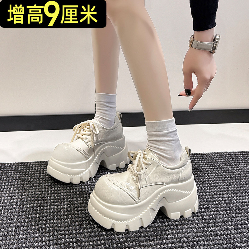 欧洲站大头乐福鞋女英伦风2026春季爆款单鞋厚底增高松糕小皮鞋,女鞋,松糕（摇摇）鞋,淘宝优惠券,粉丝福利购,淘宝优惠卷