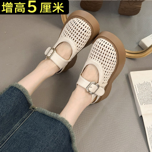 夏季编织网面休闲凉鞋女
