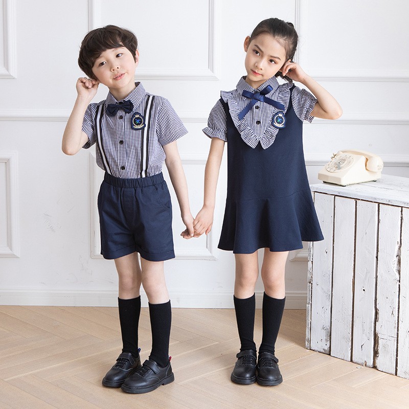 中小学生男女校服短袖衬衫套装幼儿园连衣裙园服毕业季拍摄班服装