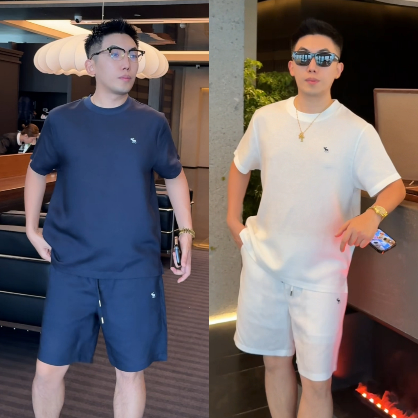极简轻薄透气休闲套装夏季新款男时尚简约松弛高级短袖短裤两件套