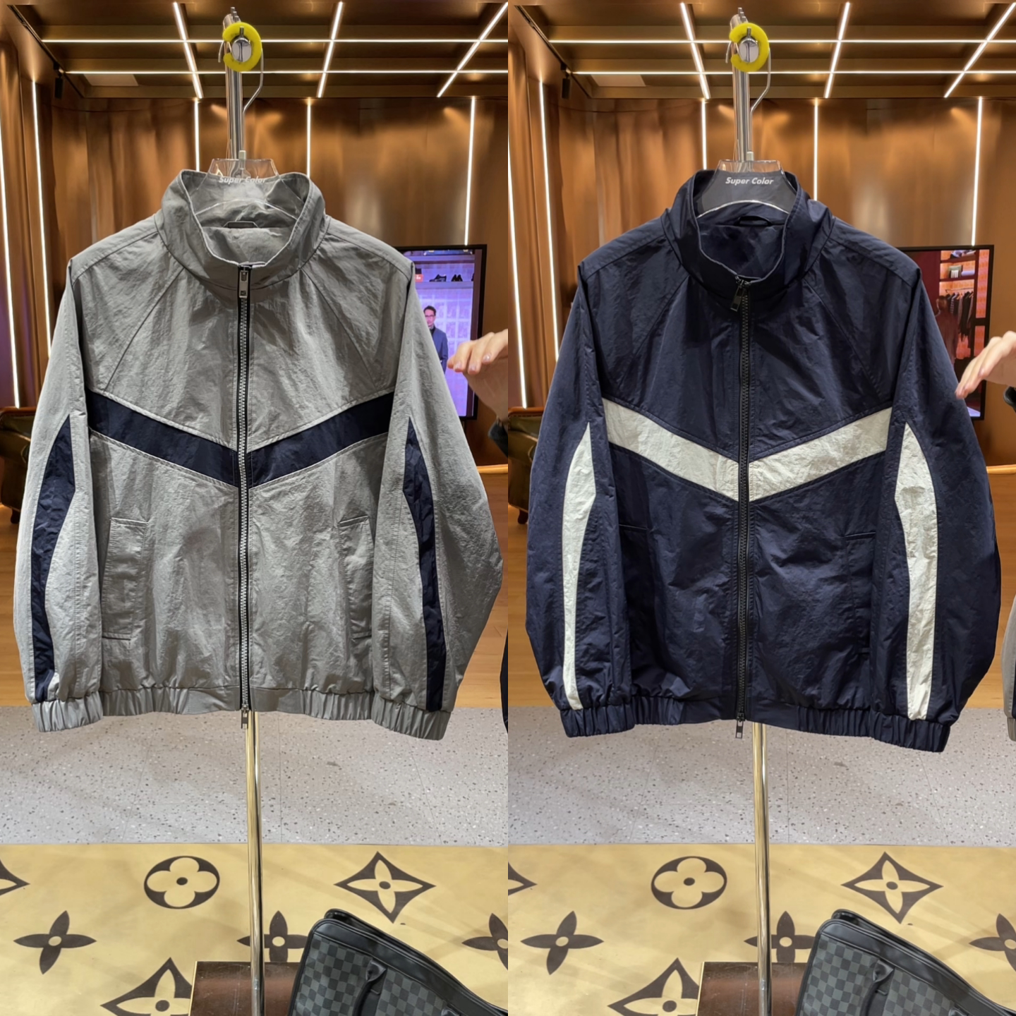 春季新款帅气街头风立领拼色设计夹克男高级感休闲时尚百搭外套