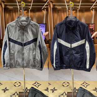 春季新款帅气街头风立领拼色设计夹克男高级感休闲时尚百搭外套